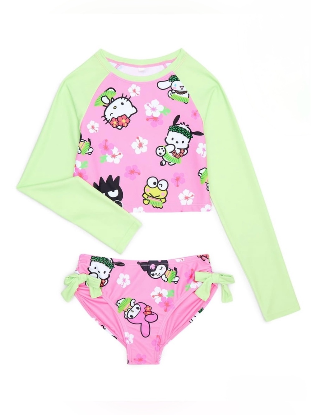 Hello Kitty Girls Long Sleeve Top & Bottoms Swim Set 2-piece - NWT - Size S 6/6X